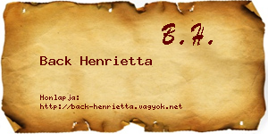 Back Henrietta névjegykártya