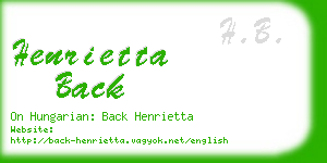 henrietta back business card